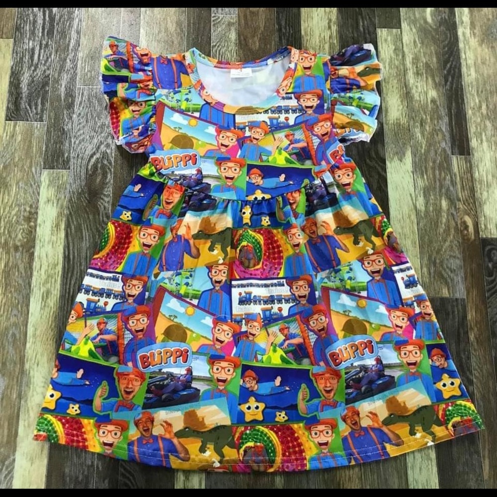 Little girls 3 piece dress set (Blippi world 🌎)